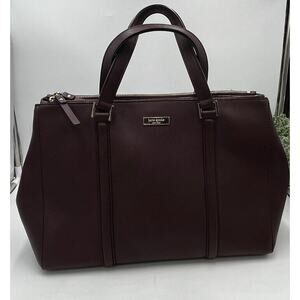 Kate Spade Newbury Lane‎ London Burgundy Crosshatched leather Satchel Top Handle